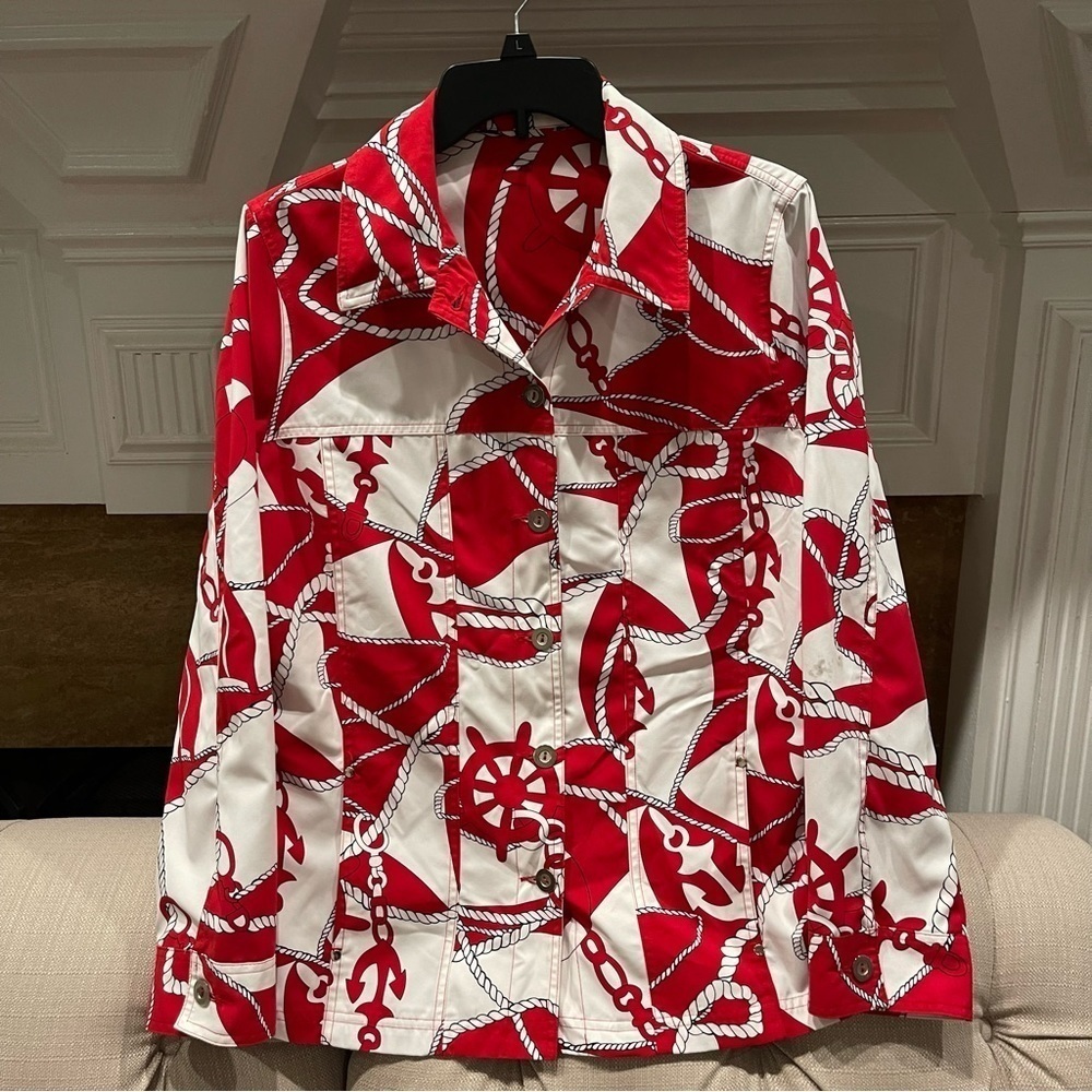 BQ: Allison Daley Nautical Jacket Sailing Anchor Womens 12 Size by measurements